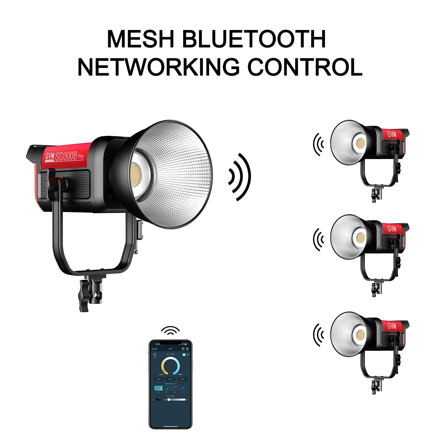 GVM PRO - SD300B 300W Bi - Color Monolight V - mount Mesh Bluetooth - JIAN CHENG TECHNOLOGY INC.