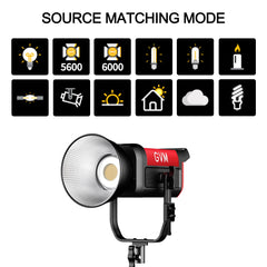 GVM PRO - SD300B 300W Bi - Color Monolight V - mount Mesh Bluetooth - JIAN CHENG TECHNOLOGY INC.