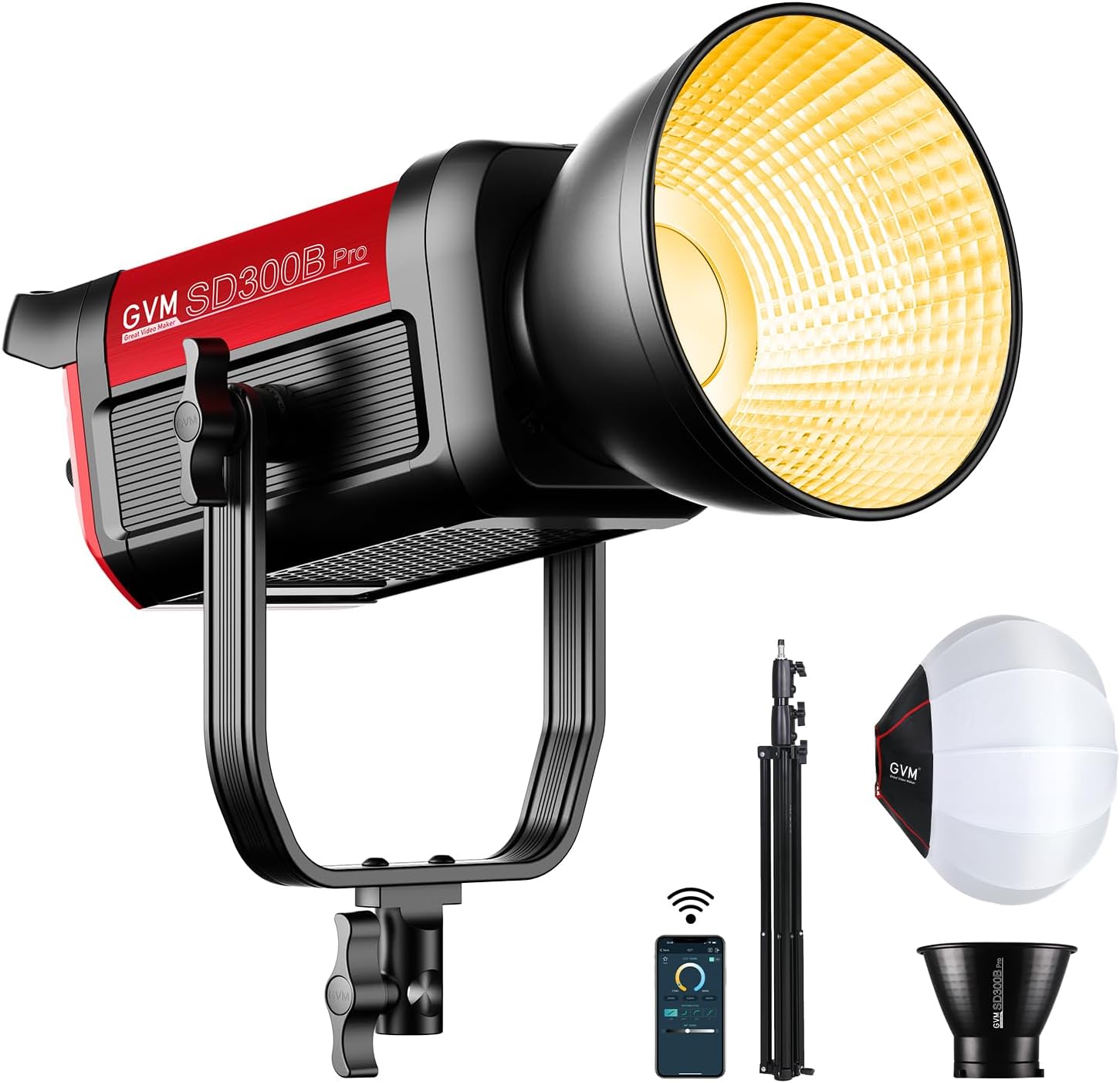 GVM PRO - SD300B 300W Bi - Color Monolight V - mount Mesh Bluetooth（Includes Free: GVM - DL65R) - GVM