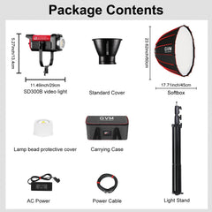GVM PRO - SD300B 300W Bi - Color Monolight V - mount Mesh Bluetooth（Includes Free: GVM - YG60SP） - GVM