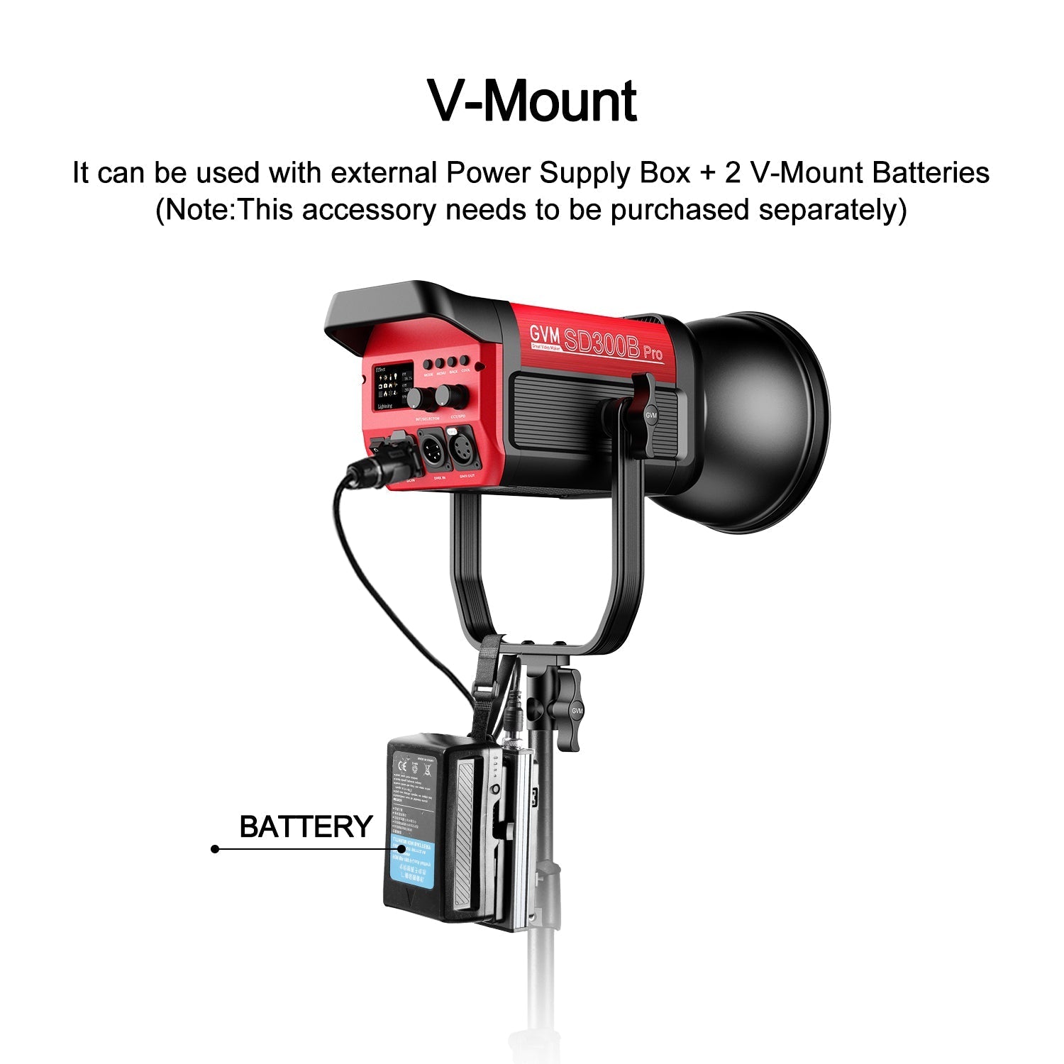 GVM PRO - SD300B 300W Bi - Color Monolight V - mount Mesh Bluetooth（Includes Free: GVM - YG60SP） - GVM