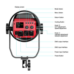 GVM PRO - SD300B 300W Bi - Color Monolight V - mount Mesh Bluetooth（Includes Free: GVM - YG60SP） - GVM