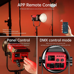 GVM PRO - SD300B 300W Bi - Color Monolight V - mount Mesh Bluetooth（Includes Free: GVM - YG60SP） - GVM