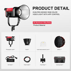 GVM PRO SD300C 300W High Power RGB&Bi - Color Monolight - JIAN CHENG TECHNOLOGY INC.