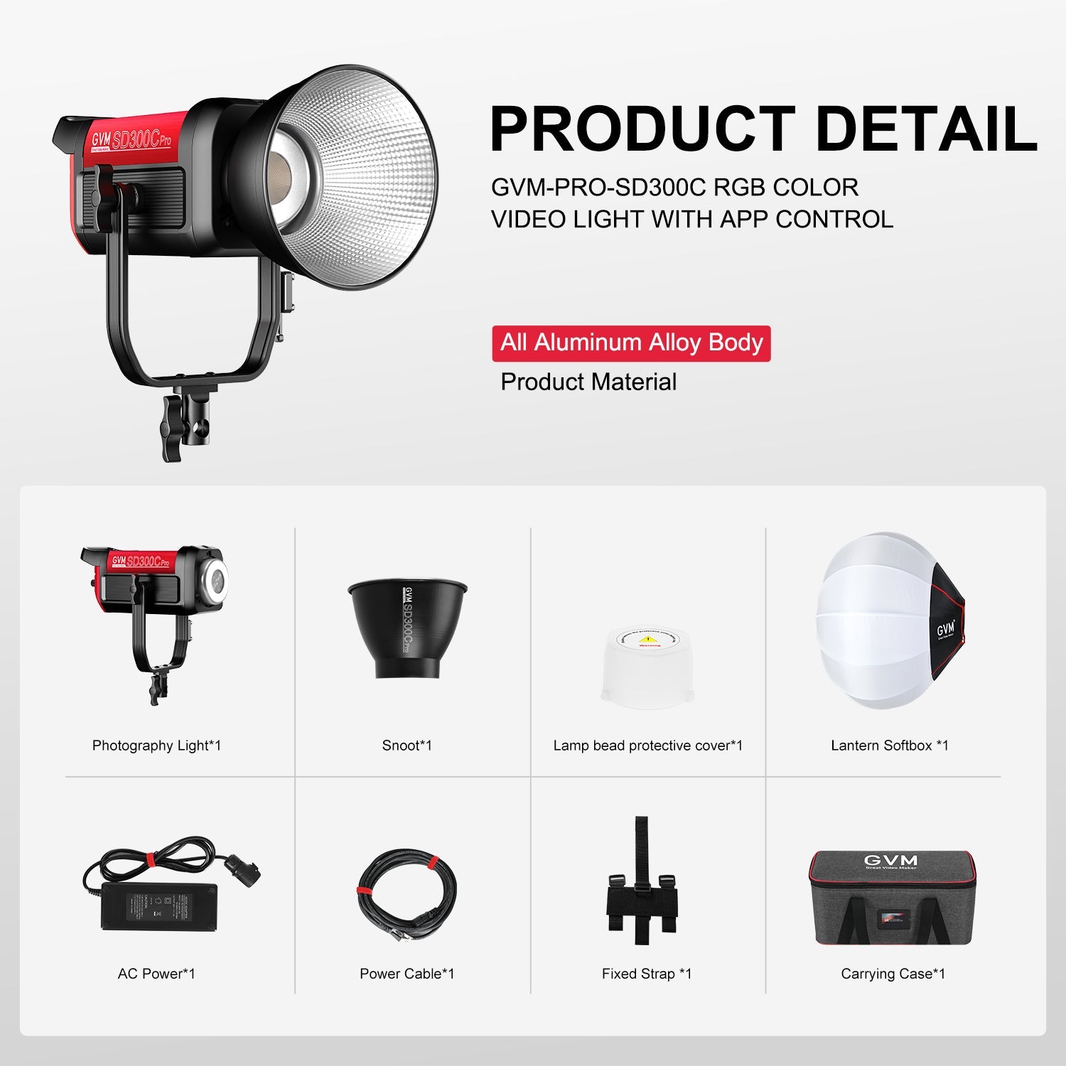 GVM PRO SD300C 300W High Power RGB&Bi - Color Monolight - JIAN CHENG TECHNOLOGY INC.