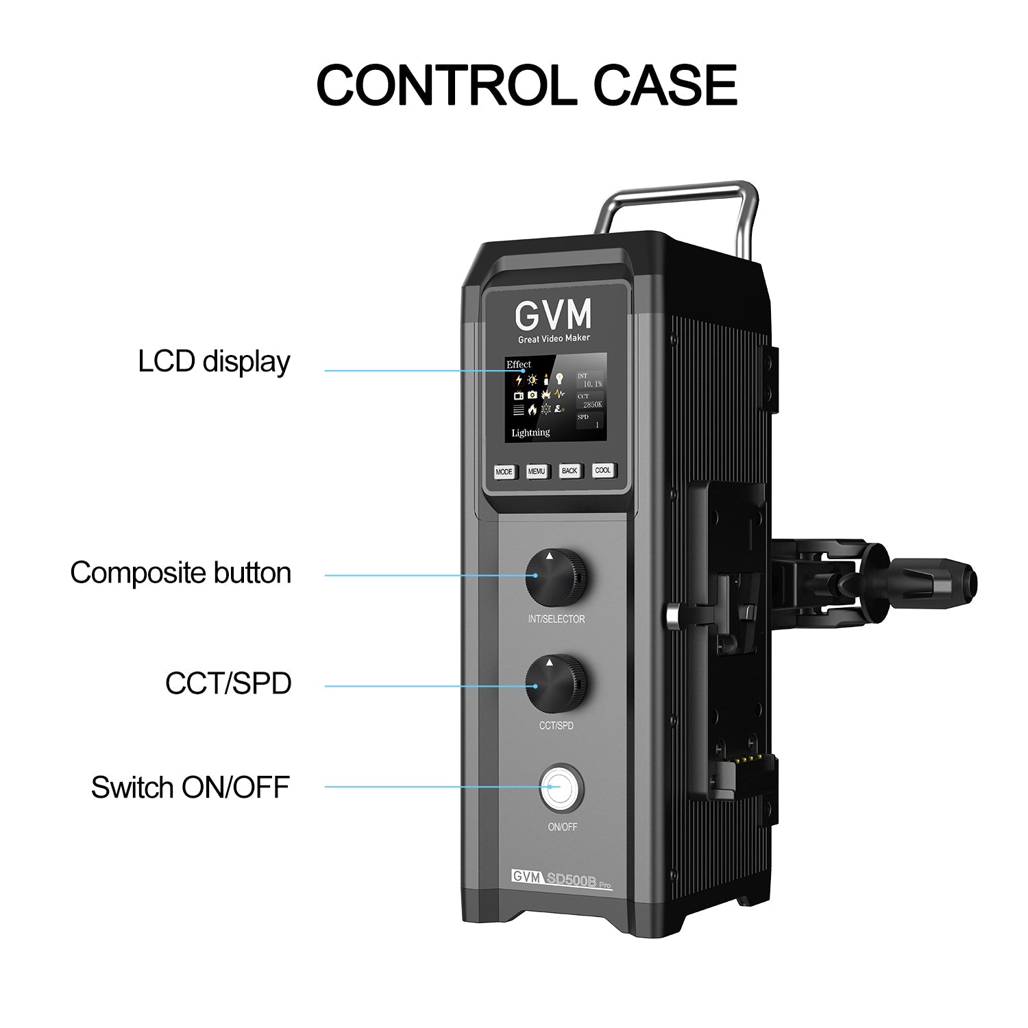 GVM PRO - SD500B 500W Waterproof Bi - Color Monolight(V - mount & Mesh Bluetooth) - JIAN CHENG TECHNOLOGY INC.