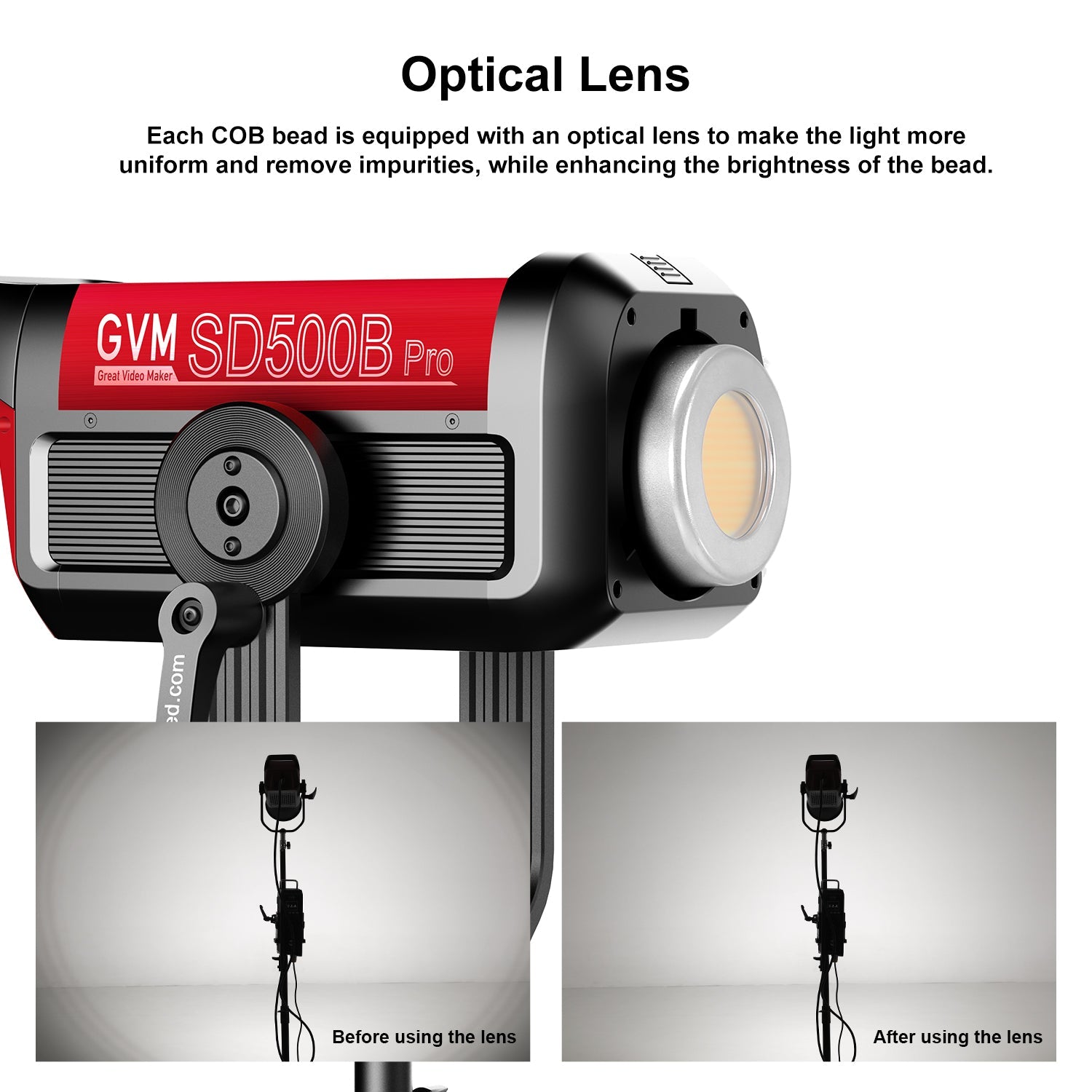 GVM PRO - SD500B 500W Waterproof Bi - Color Monolight(V - mount & Mesh Bluetooth) - JIAN CHENG TECHNOLOGY INC.