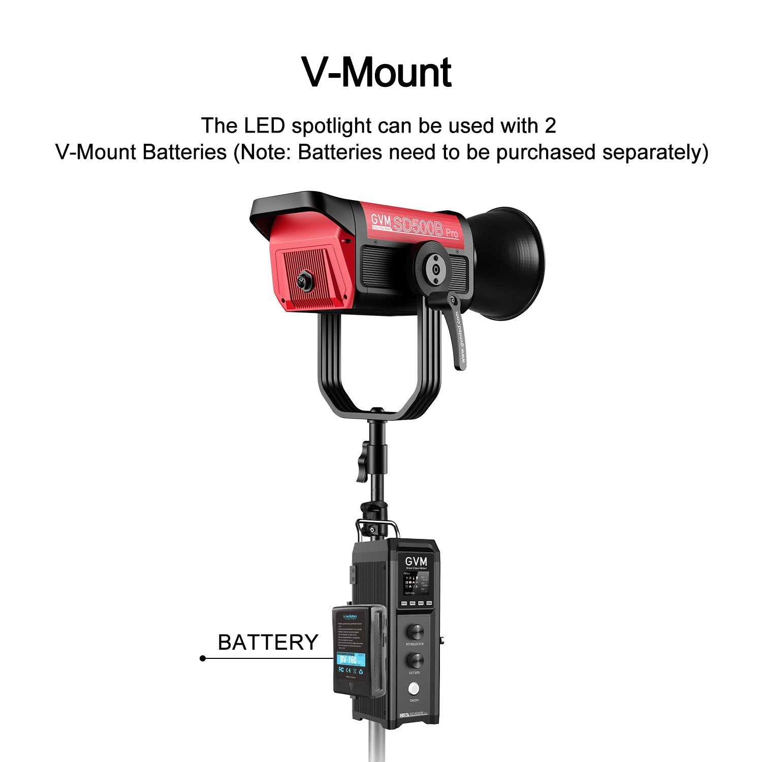 GVM PRO - SD500B 500W Waterproof Bi - Color Monolight(V - mount & Mesh Bluetooth) - JIAN CHENG TECHNOLOGY INC.