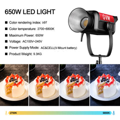 GVM PRO - SD650B 650W Waterproof Bi - Color Monolight(V - mount & Mesh Bluetooth) - JIAN CHENG TECHNOLOGY INC.