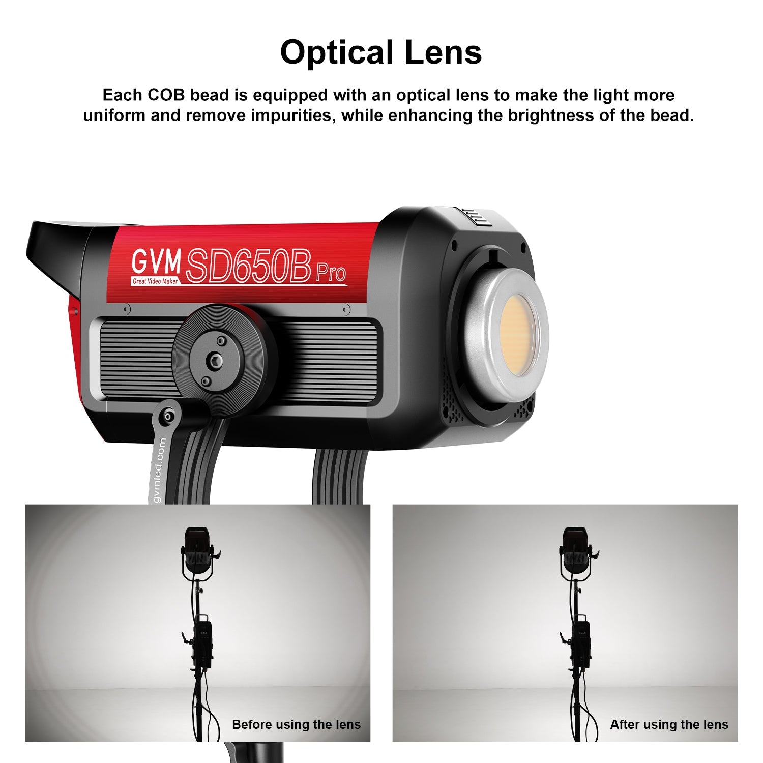 GVM PRO - SD650B 650W Waterproof Bi - Color Monolight(V - mount & Mesh Bluetooth) - JIAN CHENG TECHNOLOGY INC.