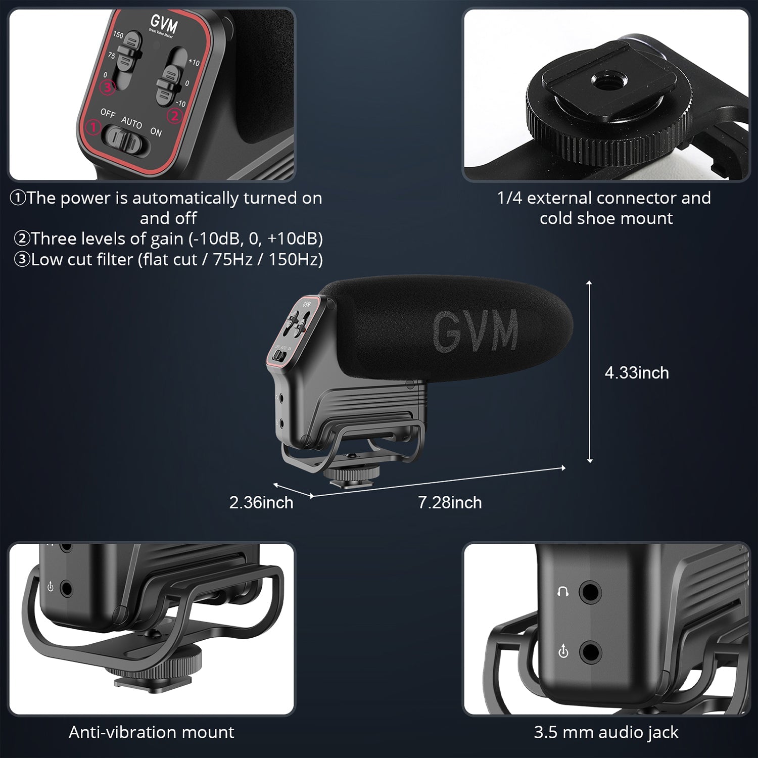 GVM QX-6 Camera-Mount Shotgun Microphone - GVM