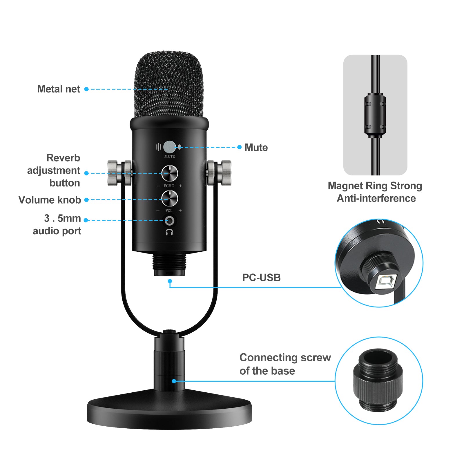 KKX Professional USB Recording Condenser Microphone Cardioid Microphone Kit - JIAN CHENG TECHNOLOGY INC.