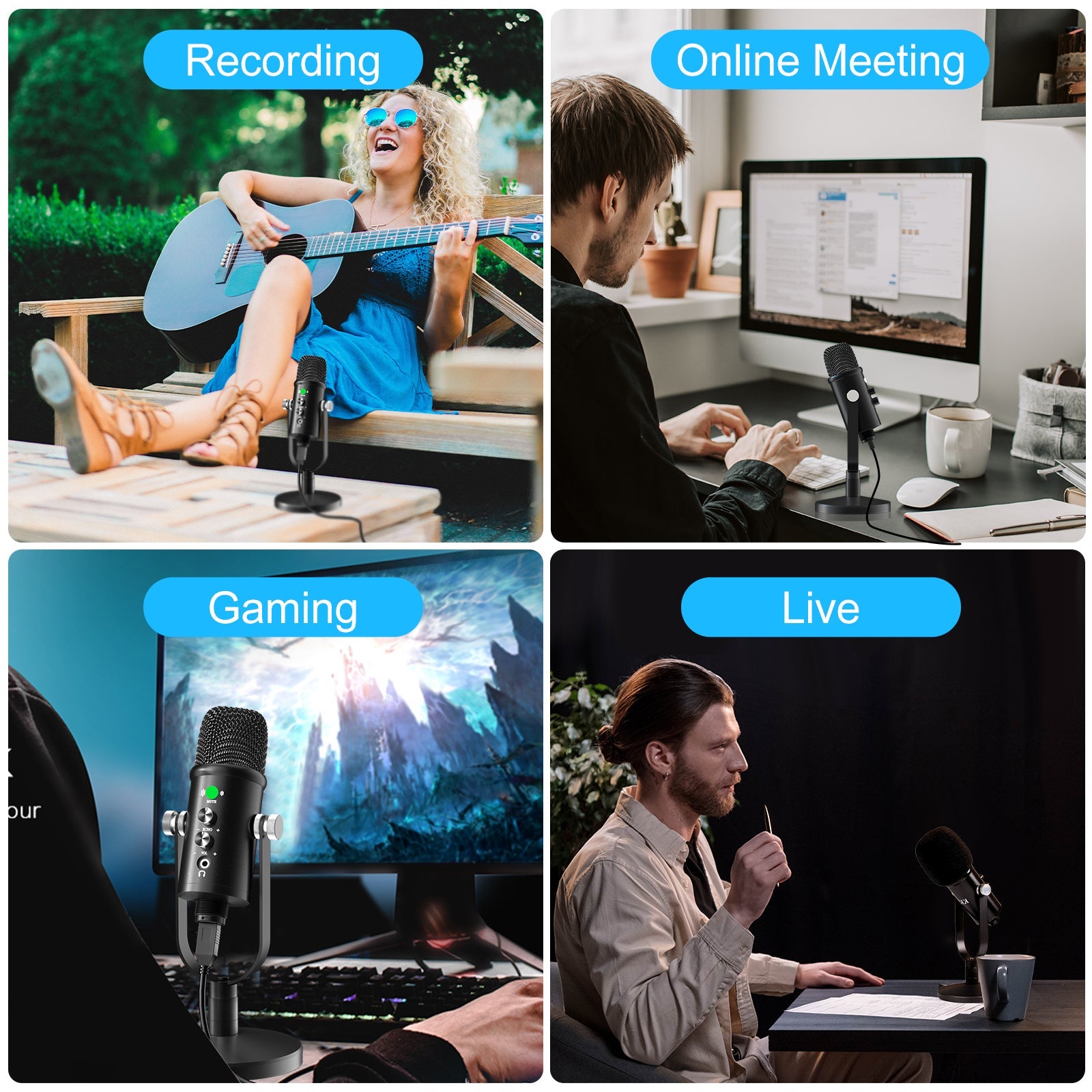 KKX Professional USB Recording Condenser Microphone Cardioid Microphone Kit - JIAN CHENG TECHNOLOGY INC.