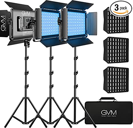 GVM-1000D 45W Bi-Color & RGB Video-Light-Kit - GVMLED
