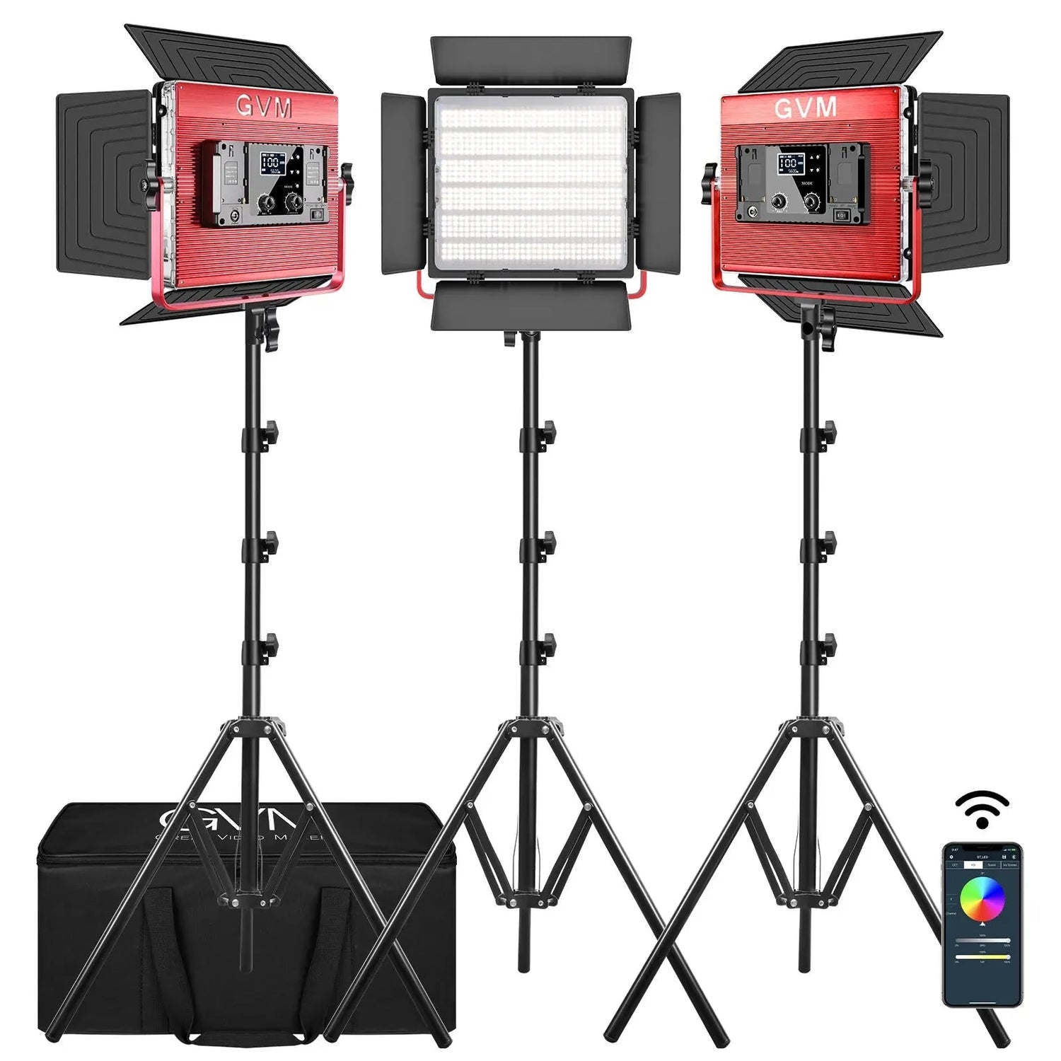 GVM-1200D 50W Bi-Color&RGB 3 lamp-led Video Light kit - GVMLED