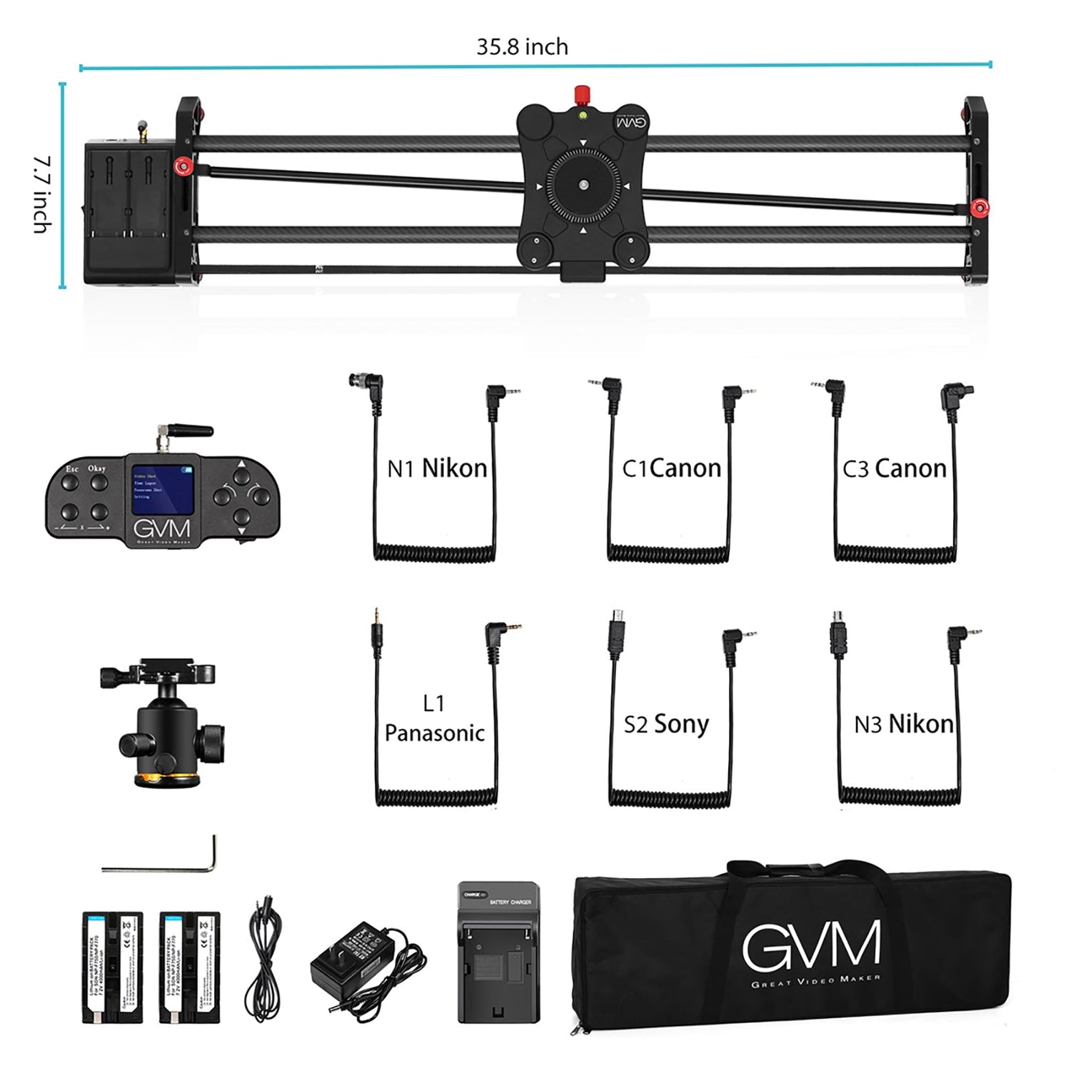 GVM-1.5D Professional Wireless Video Carbon Fiber Motorized Camera Slider - GVMLED