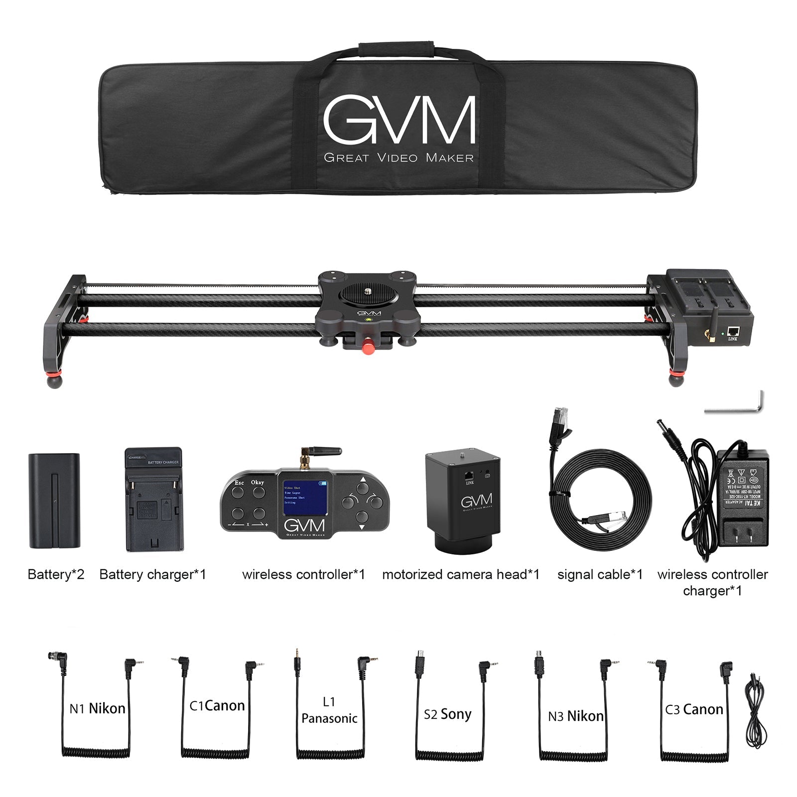 GVM-2D Professional Wireless Video Carbon Fiber Motorized Camera Slider - GVMLED