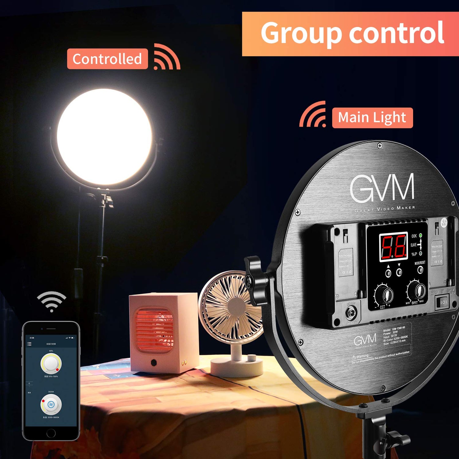 GVM 30W Soft Light Bi-Color LED Key Light 2 lights kit(10