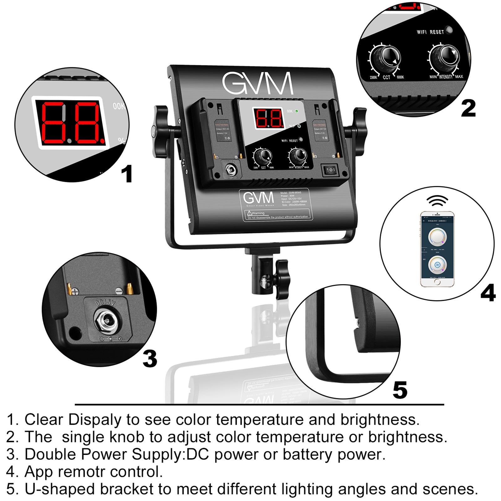 GVM 560AS 30W High Beam Bi Color LED Video Soft Light