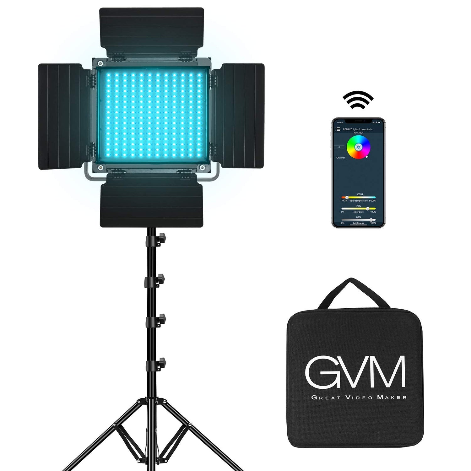 GVM-800D 40W Bi-color and RGB Video Panel Light Kit (BOGO) - GVMLED