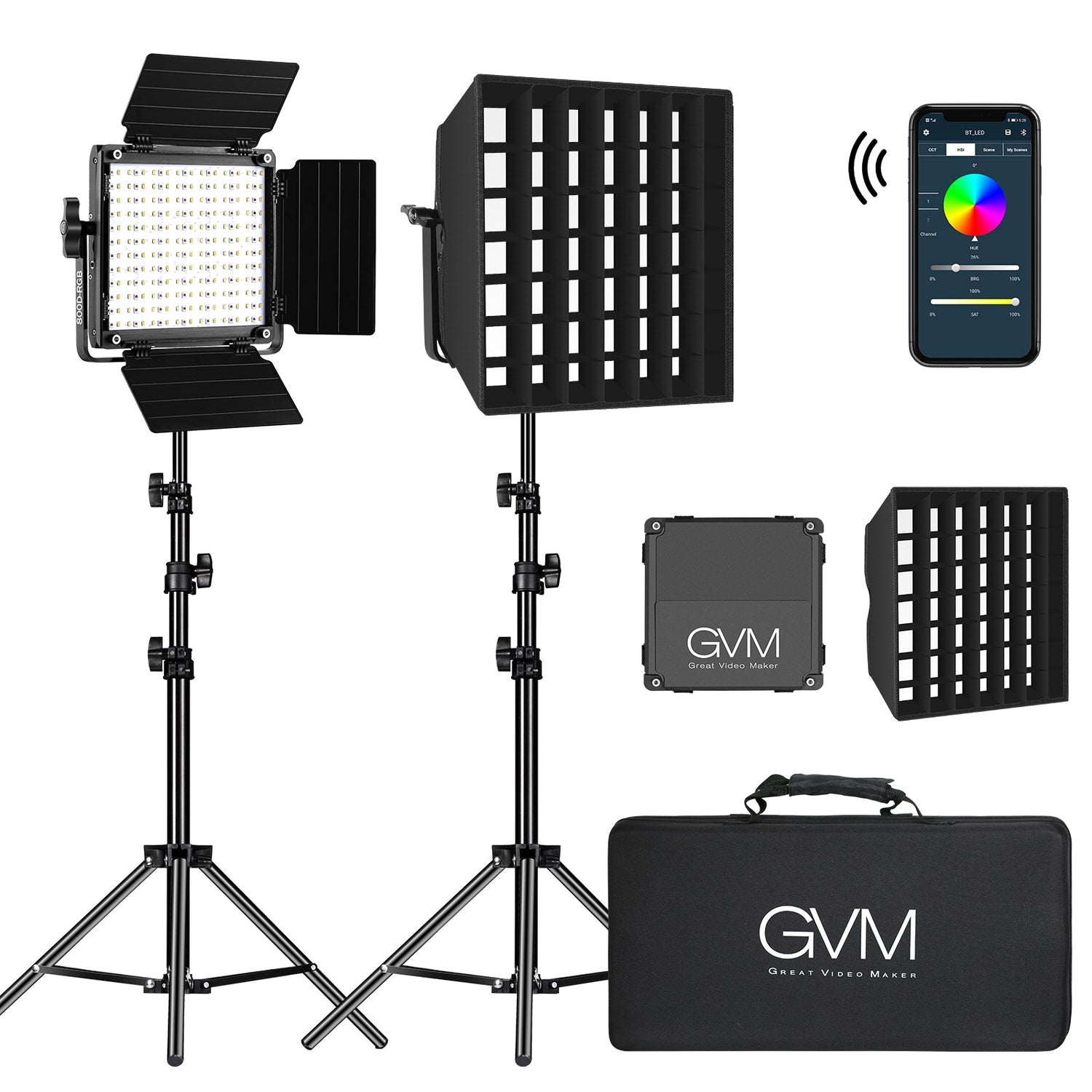 GVM-800D 40W Bi-color and RGB Video Panel Light With Softbox - GVMLED