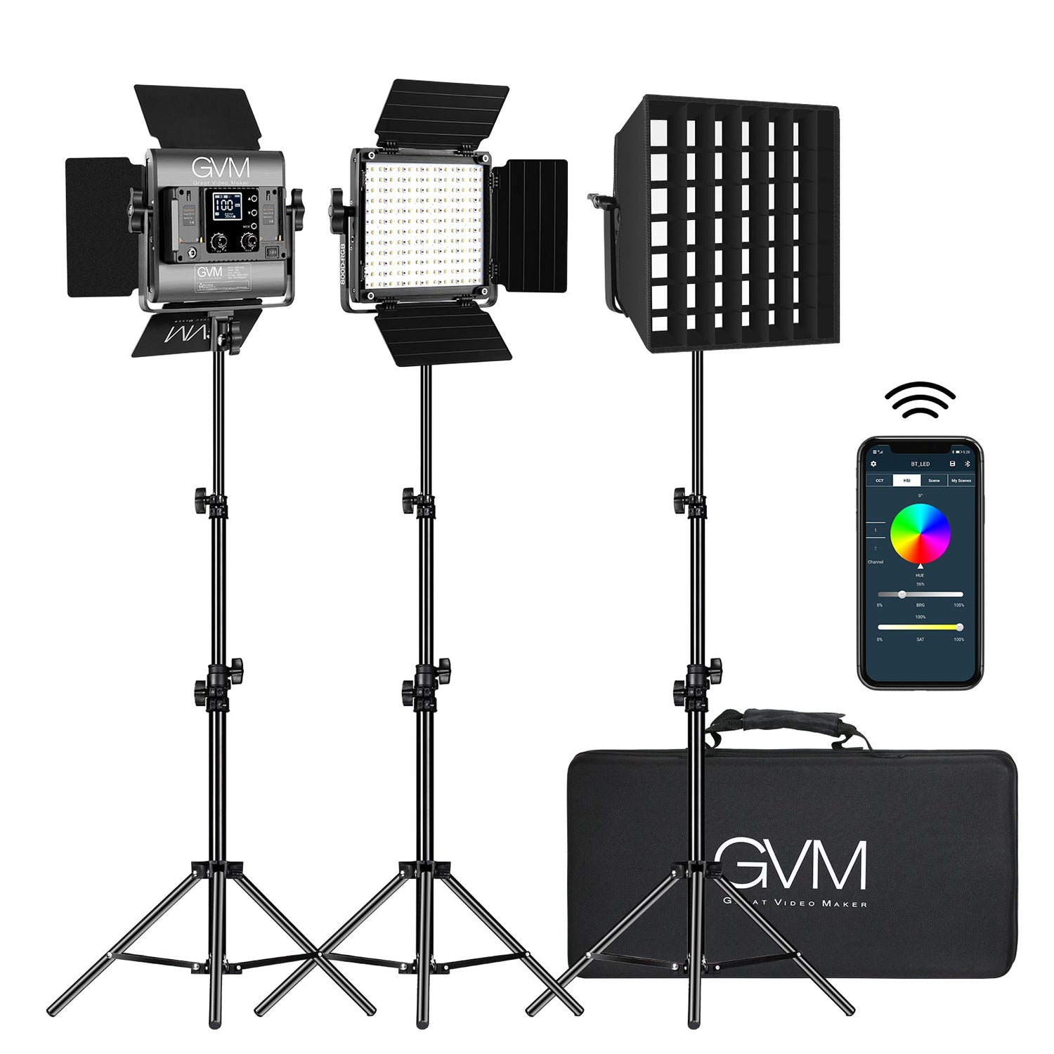 GVM-800D 40W Bi-color and RGB Video Panel Light With Softbox - GVMLED