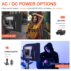 GVM-800D 40W Bi-color and RGB Video Panel Light With Softbox - GVMLED