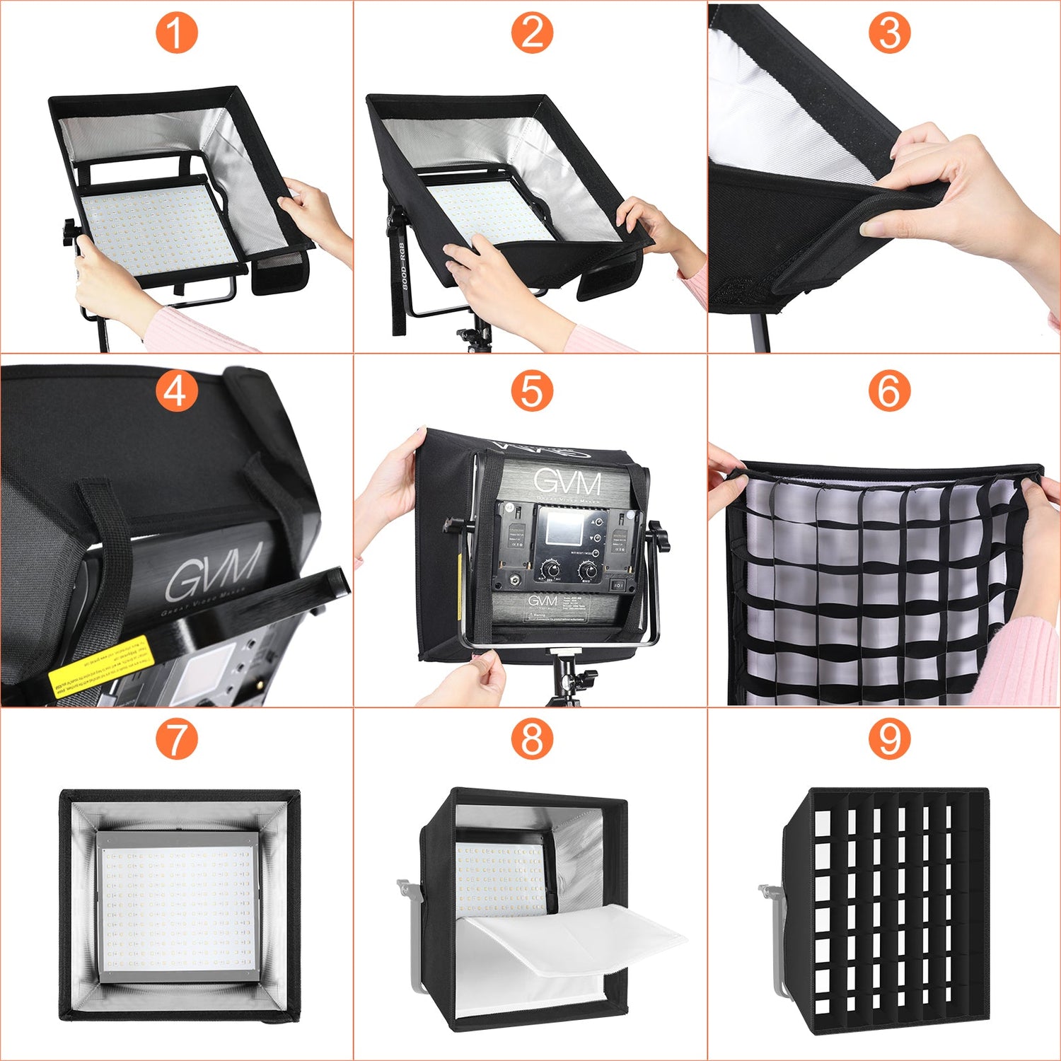 GVM-800D 40W Bi-color and RGB Video Panel Light With Softbox - GVMLED