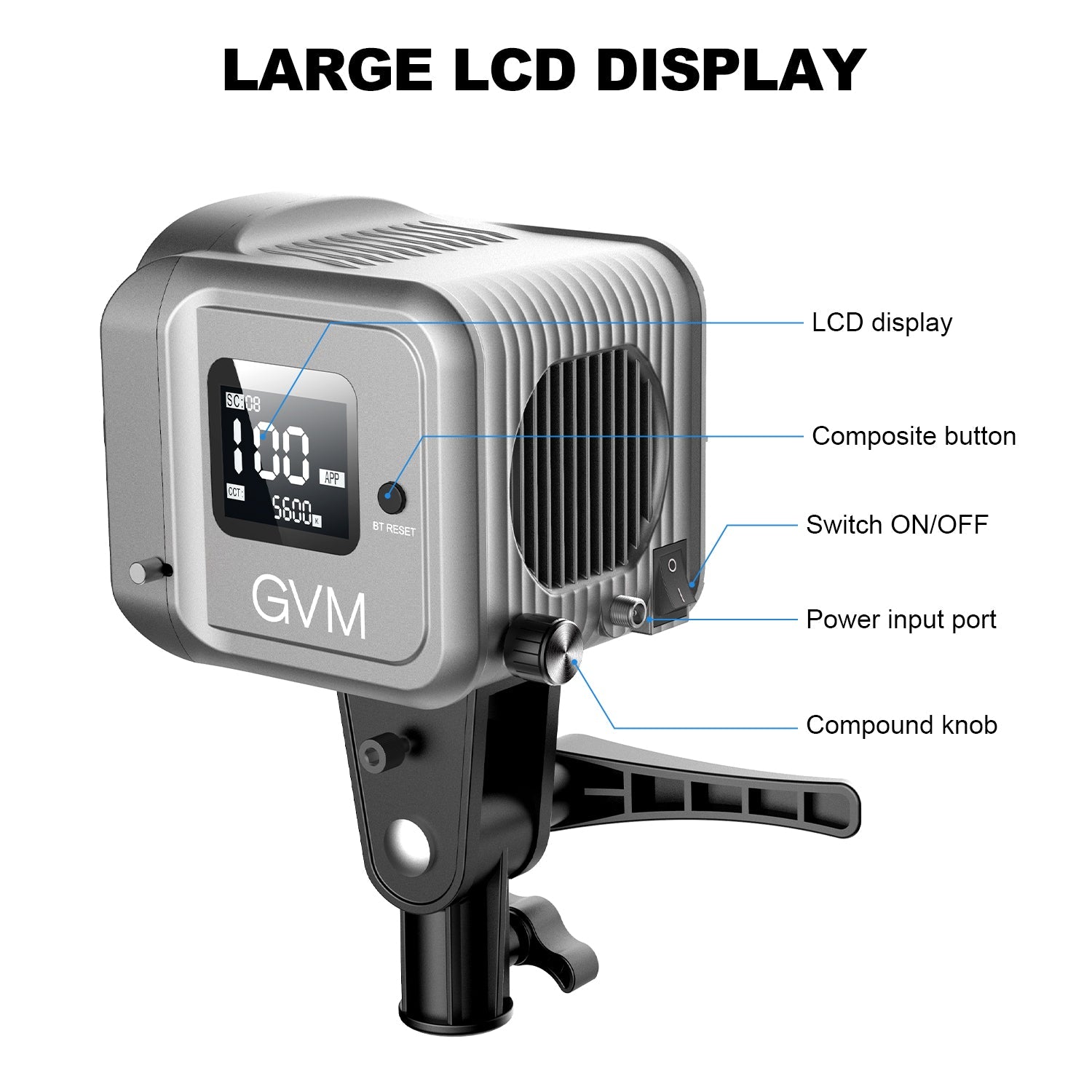 GVM 80w Spoltlight silver Daylight Can use Battery(BOGO)(add 2 lights to cart) - GVMLED