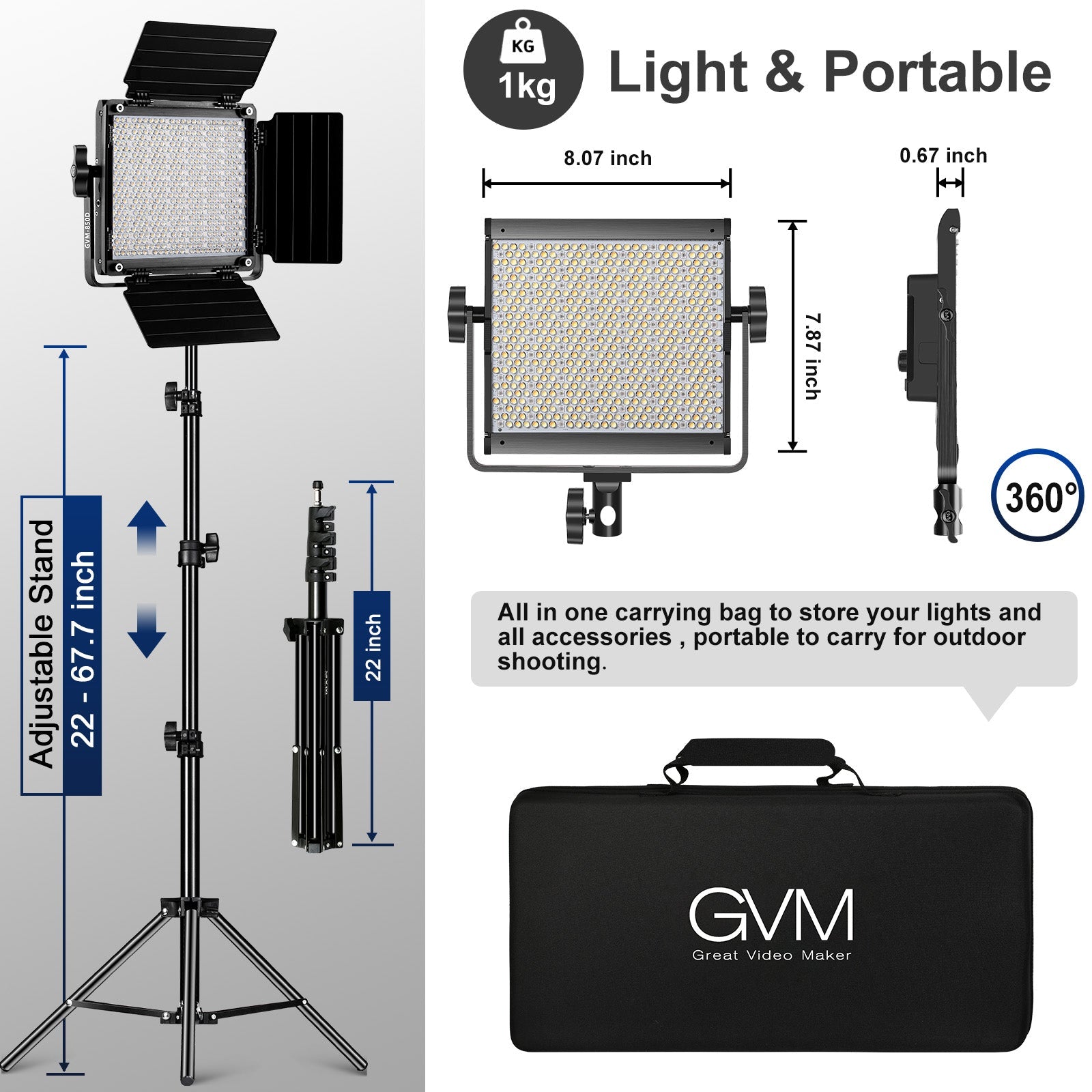 GVM 850D rgb led studio video light kit - GVMLED