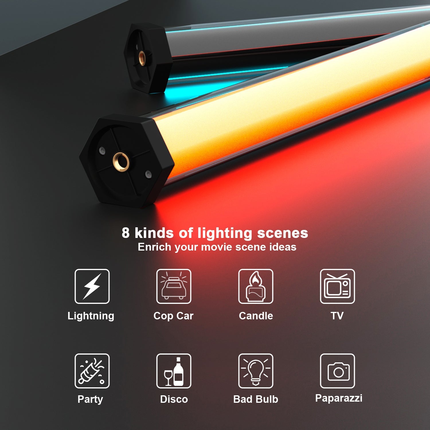 GVM BD60D RGB Handheld LED Video Light Wand Stick Photography Light, Built-in Rechargable Battery,OLED Display Photography Studio Lighting - GVMLED