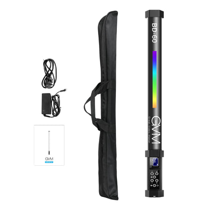 GVM BD60D RGB Handheld LED Video Light Wand Stick Photography Light, Built-in Rechargable Battery,OLED Display Photography Studio Lighting - GVMLED