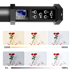GVM BD60D RGB Handheld LED Video Light Wand Stick Photography Light, Built-in Rechargable Battery,OLED Display Photography Studio Lighting - GVMLED
