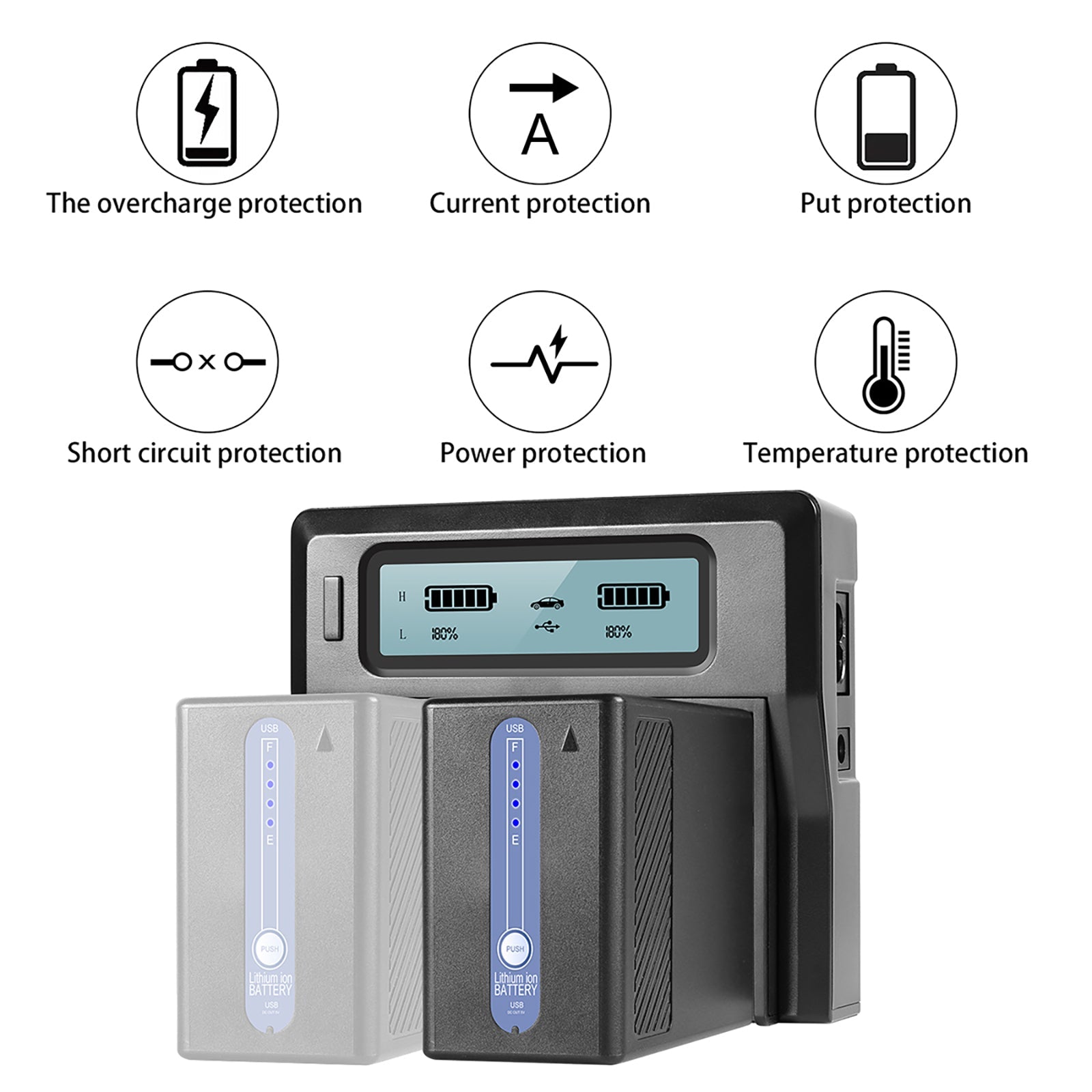 GVM BP-U65 5600mAh Battery with Charger for Sony PMW / PXW Series Cameras - GVMLED