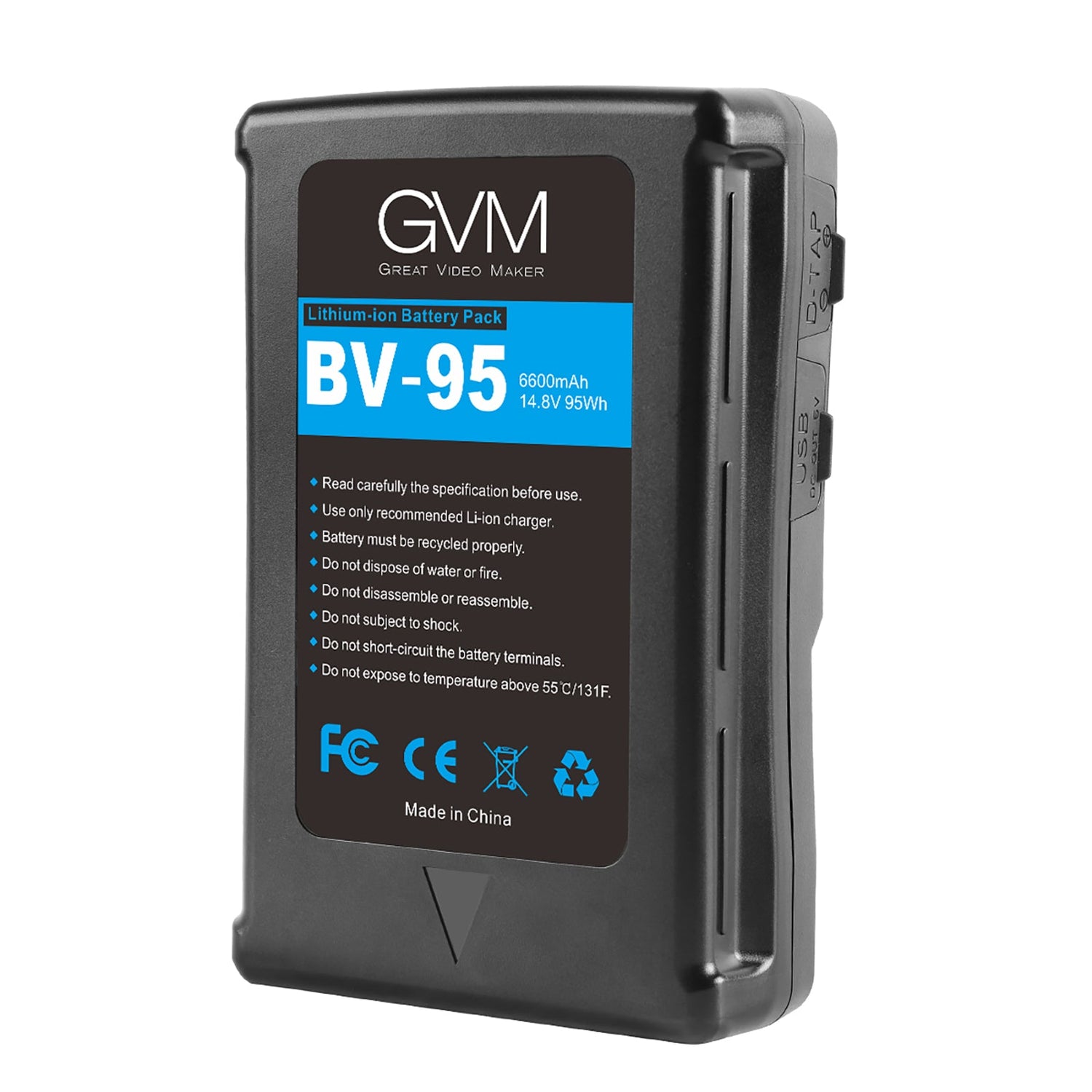 GVM BV-95 Battery both D-Tap and DC outputs - GVMLED