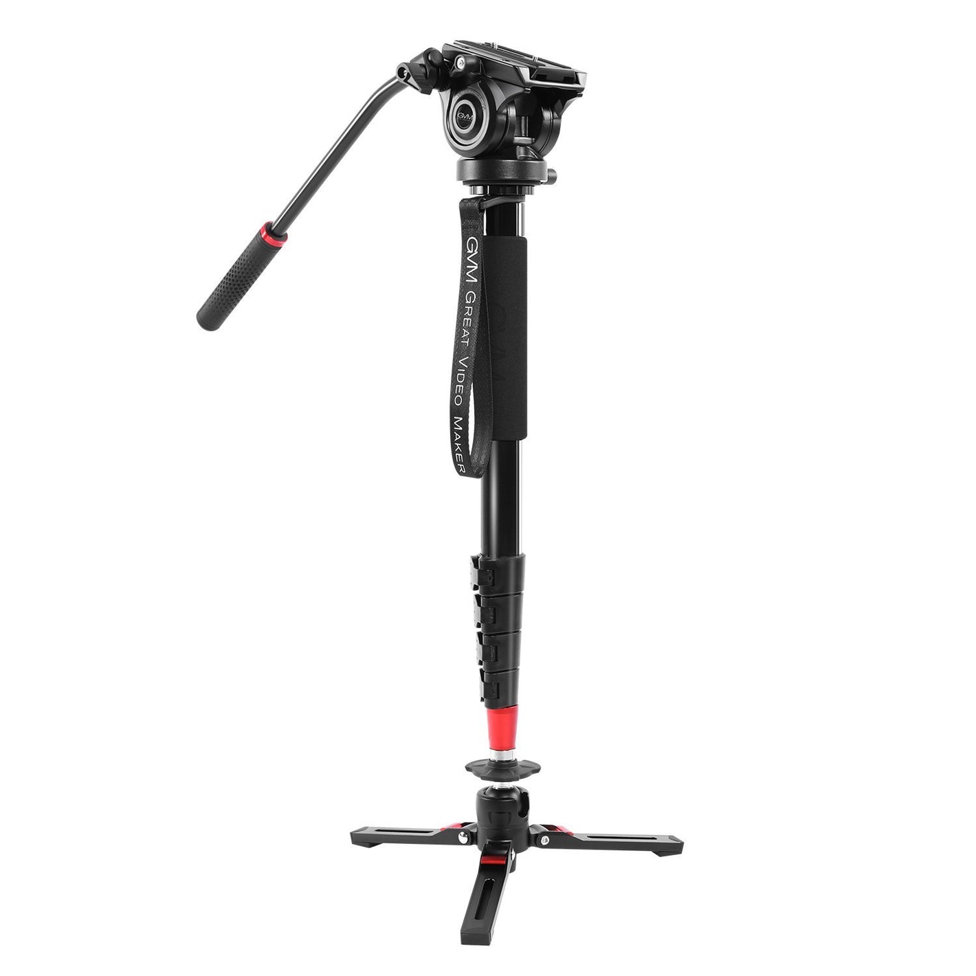 GVM G169 Carbon Fiber 4-Section Monopod with Video Fluid Head - GVMLED
