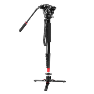 GVM G169 Carbon Fiber 4-Section Monopod with Video Fluid Head - GVMLED