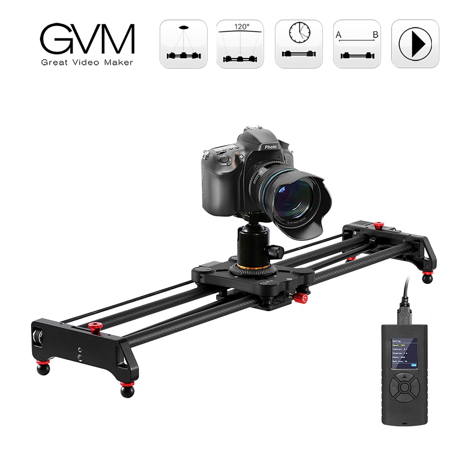 GVM Slider-80 80CM SLIDER-120 120CM Professional Carbon Fiber Motorized  Camera Slider for DSLR Camera Smartphone Video