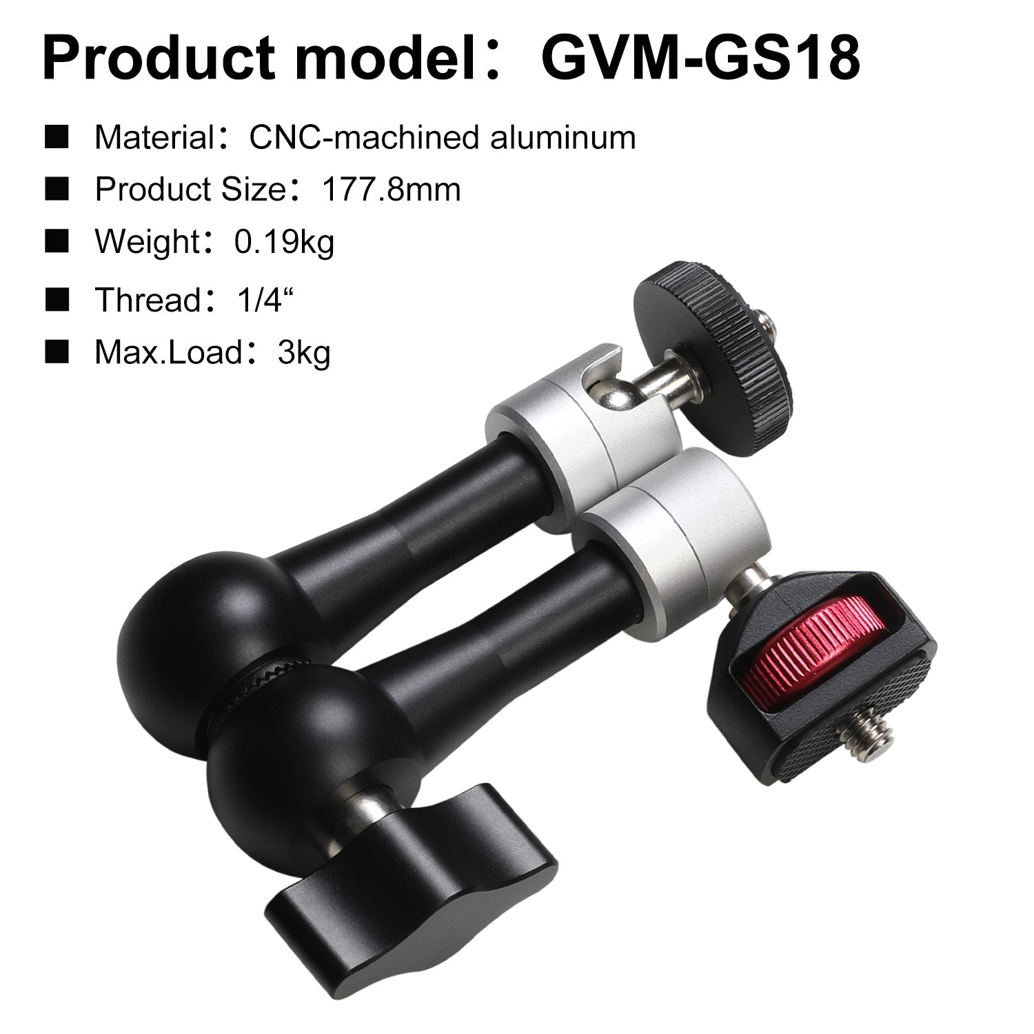 GVM Heavy-Duty Dual 7" Articulating Universal Magic Arm Grip with 1/4'' Ball Heads - GVMLED