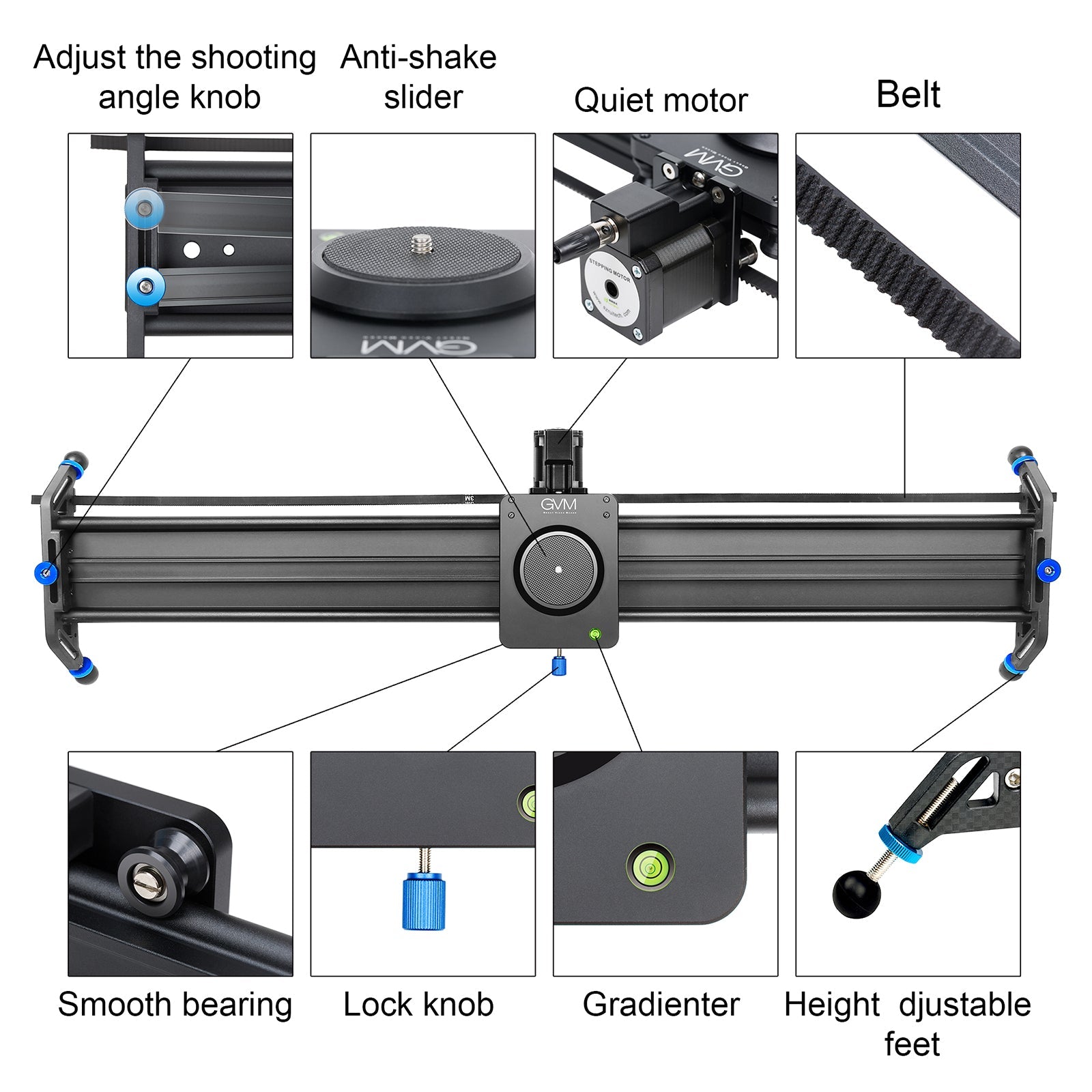 GVM J80D Aluminum Alloy Motorized Camera Slider (31") - GVMLED
