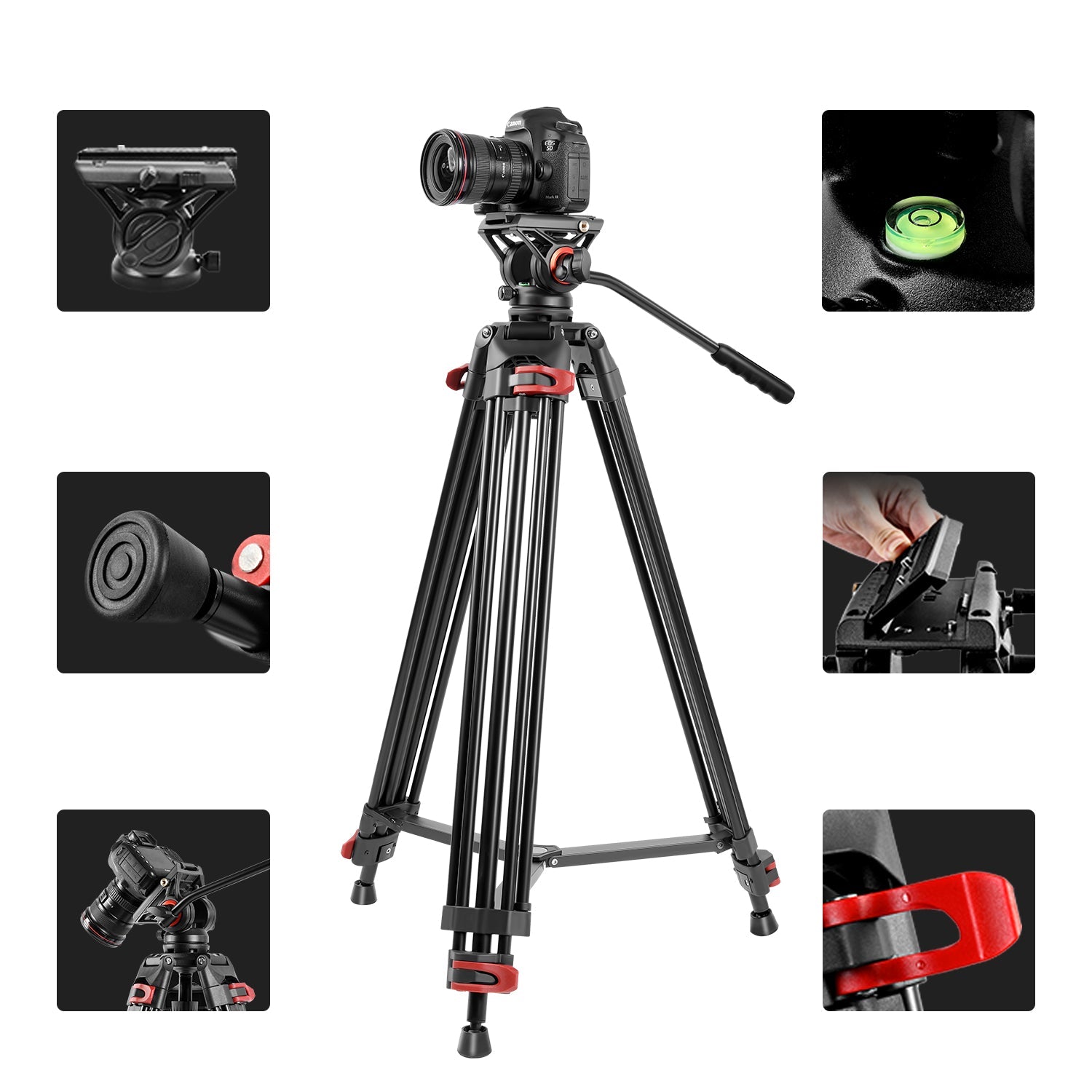 GVM JJL-JY Video Tripod System with Fluid Head - GVMLED