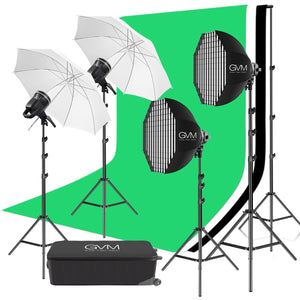 GVM P80S Spotlight 4-Light Kit with Umbrellas, Softboxes, and Backdrops - GVMLED