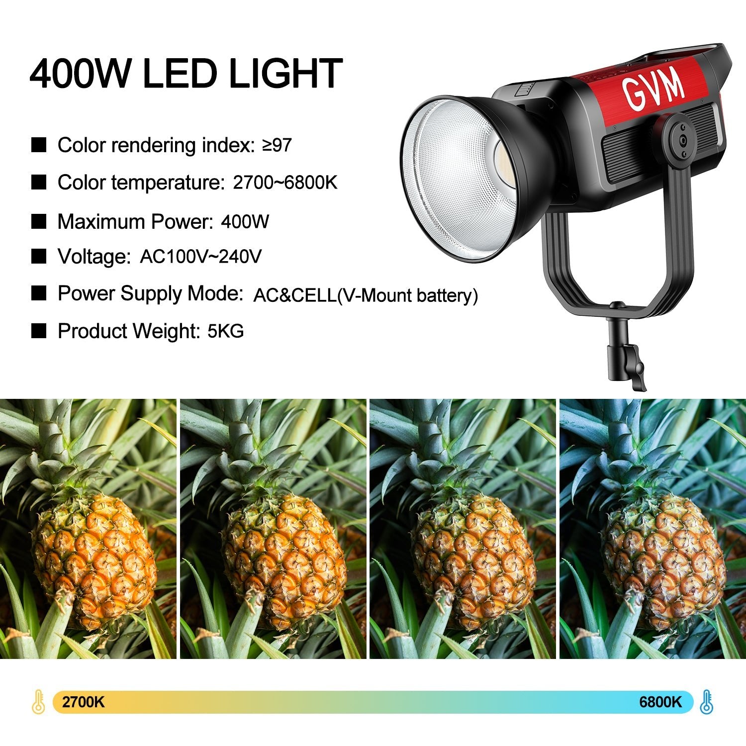 GVM PRO-SD400B 400W Bi-Color Monolight(V-mount && Mesh Bluetooth)(Shipping July 10) - GVMLED