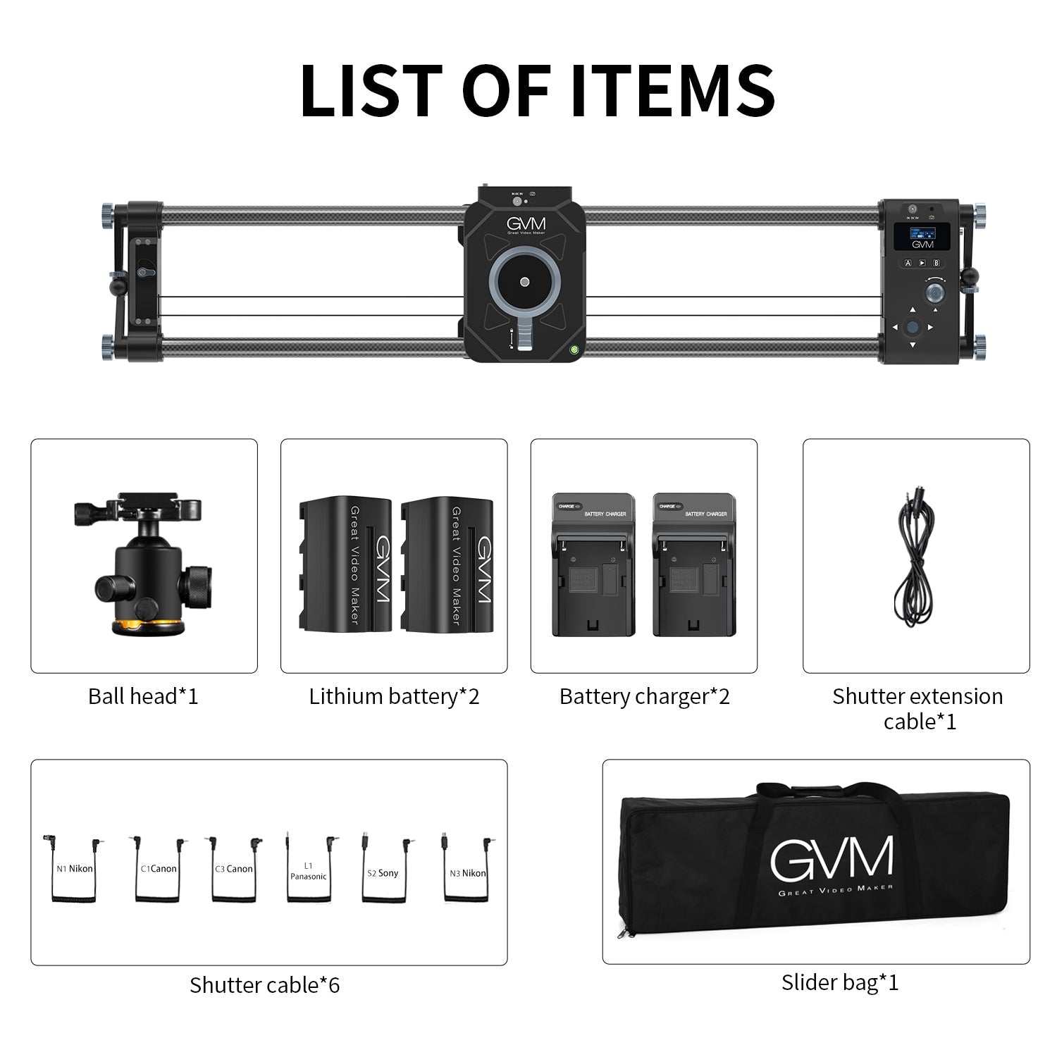 GVM Professional Brushless 2 Axis Carbon Fiber Motorized Camera Slider –  GVMLED