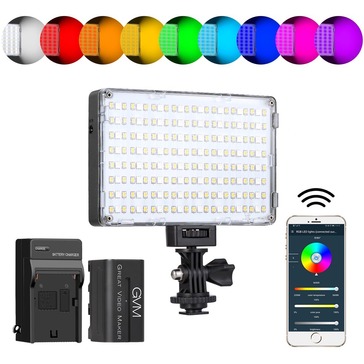 GVM-RGB-10S Professional Video RGB on Camera Video Light with Control Knob - GVMLED