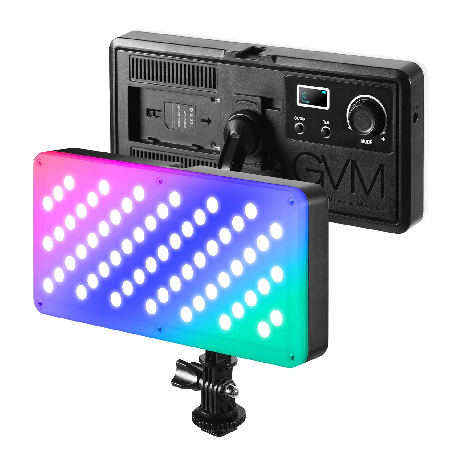 GVM RGB20W On-Camera RGB & Bi-color LED Video Light 2-Light Kit Set with Bluetooth App Control & Power Supplies - GVMLED