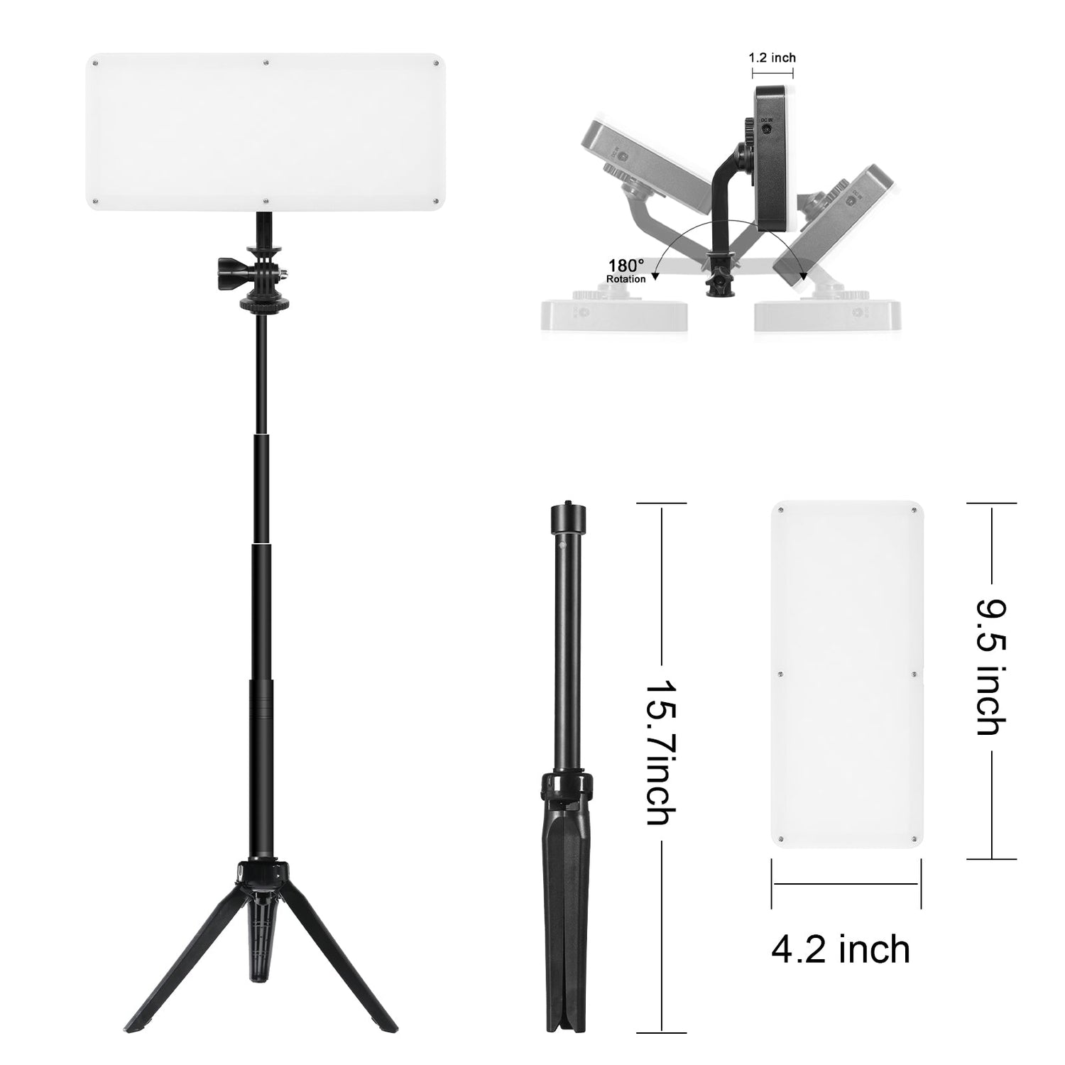 GVM-S20WB1L Dual-Light Set - Bi-Color Temperature On-Camera Lights - Adapter (9V/3A) 2m Cable Length - Desktop Stand - GVMLED