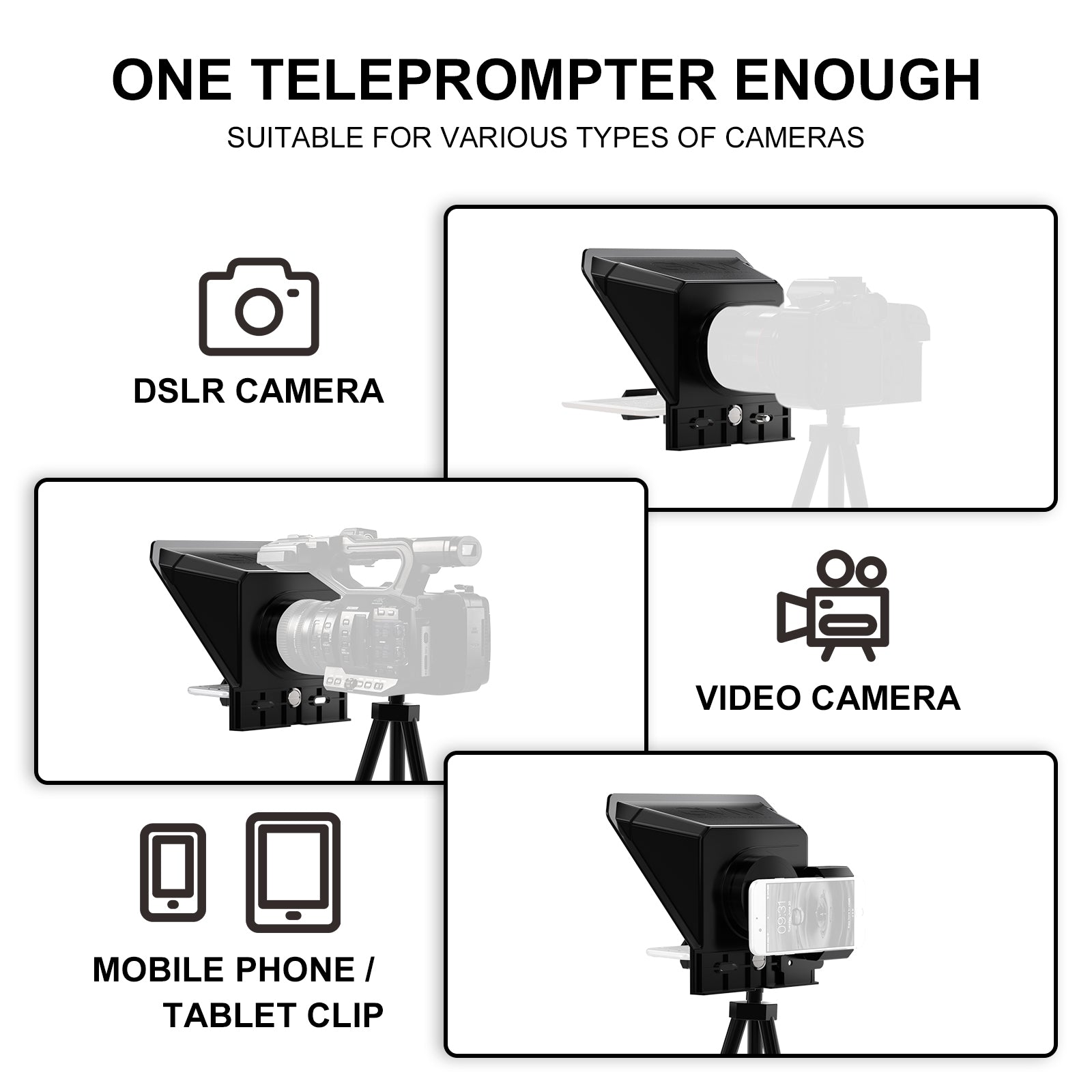 GVM TQ-S Teleprompter for iPad Tablet & Smartphone with Bluetooth APP Control - GVMLED