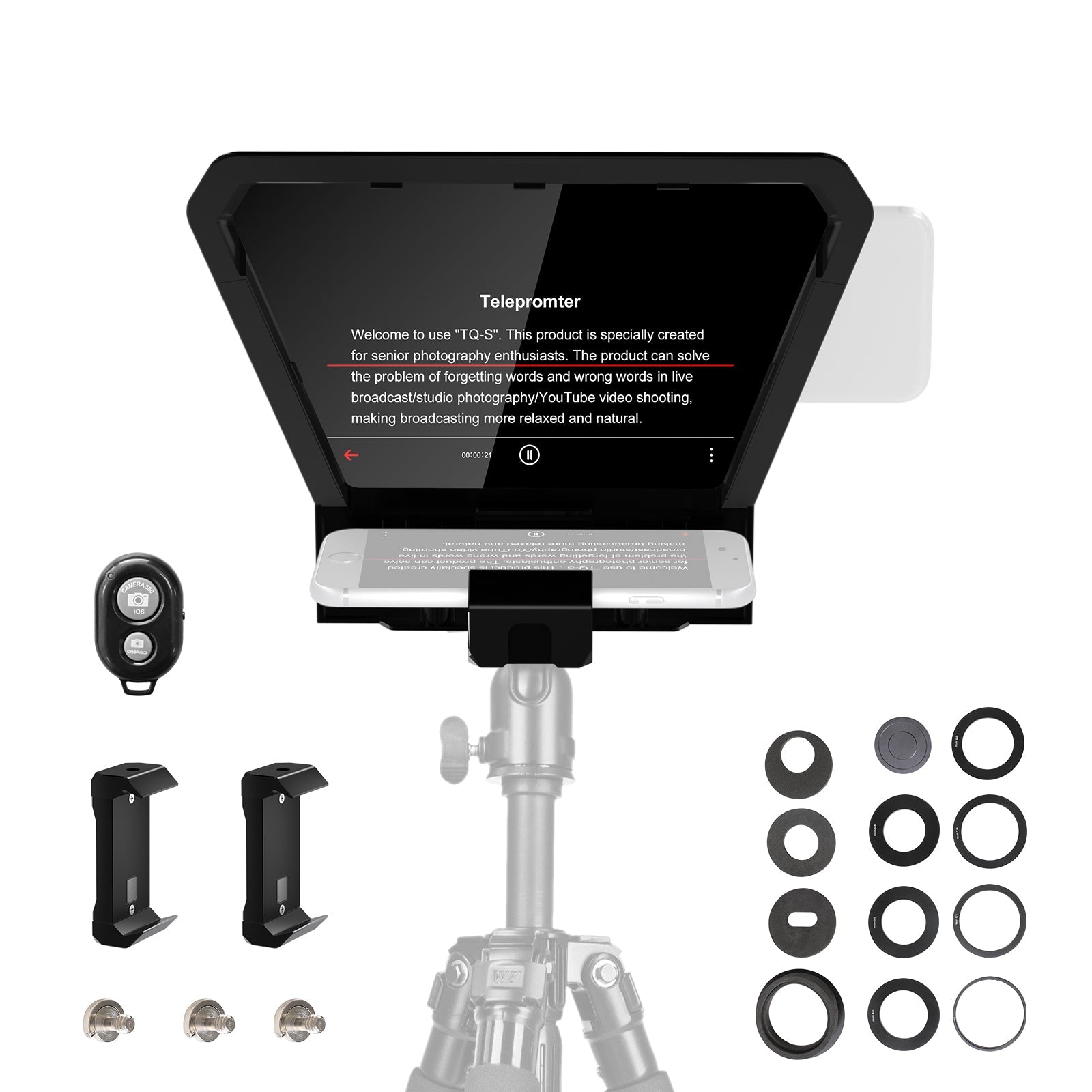 GVM TQ-S Teleprompter for iPad Tablet & Smartphone with Bluetooth APP Control - GVMLED