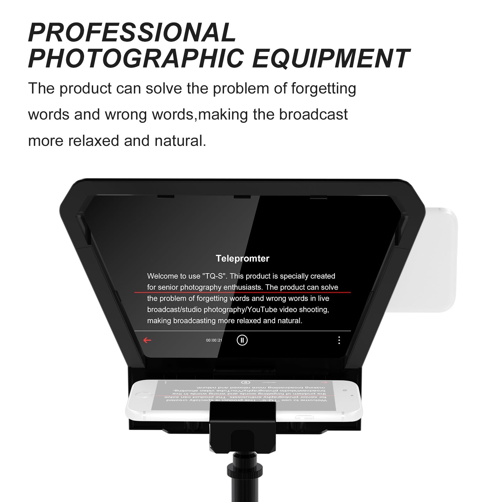 GVM TQ-S Teleprompter for iPad Tablet & Smartphone with Bluetooth APP Control - GVMLED